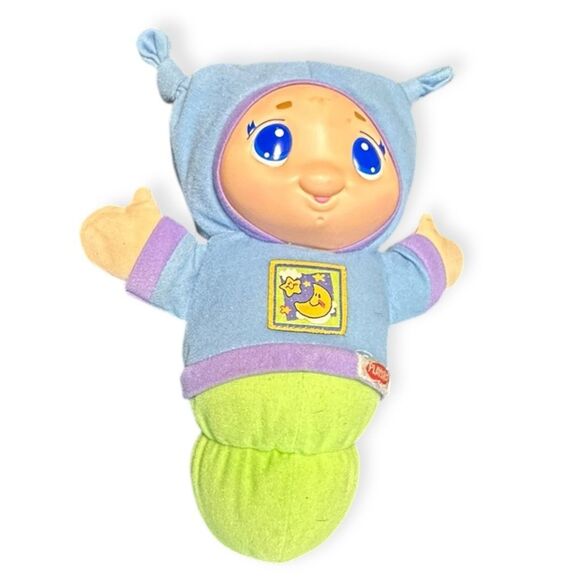 VINTAGE PLAYSKOOL Gloworm Light-Up Plush Blue & Green Working 12” - Picture 1 of 4